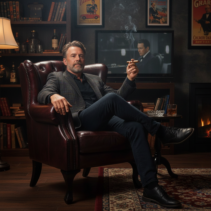 Max Chesterfield Leather Winged Armchair - Leather Antique Red