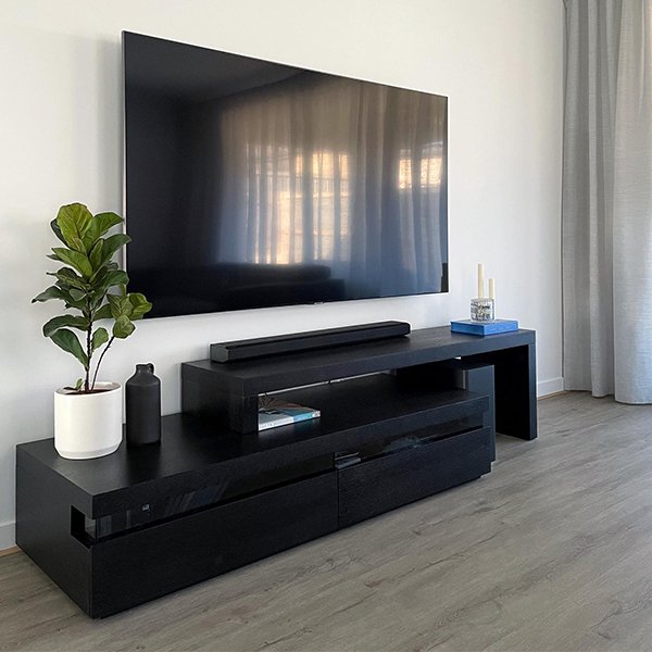 Maze 1.7-2.8m Lowline Wooden TV Entertainment Unit - Black