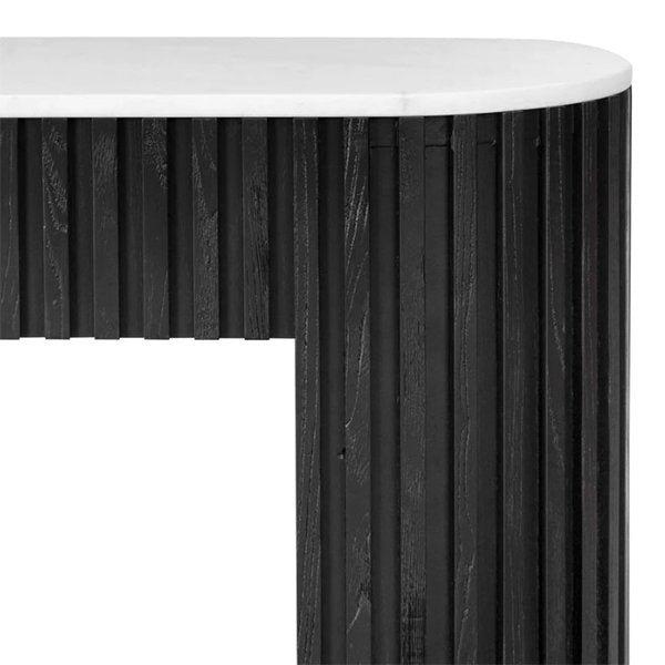 McMahon 1.5m White Marble Console Table - Black