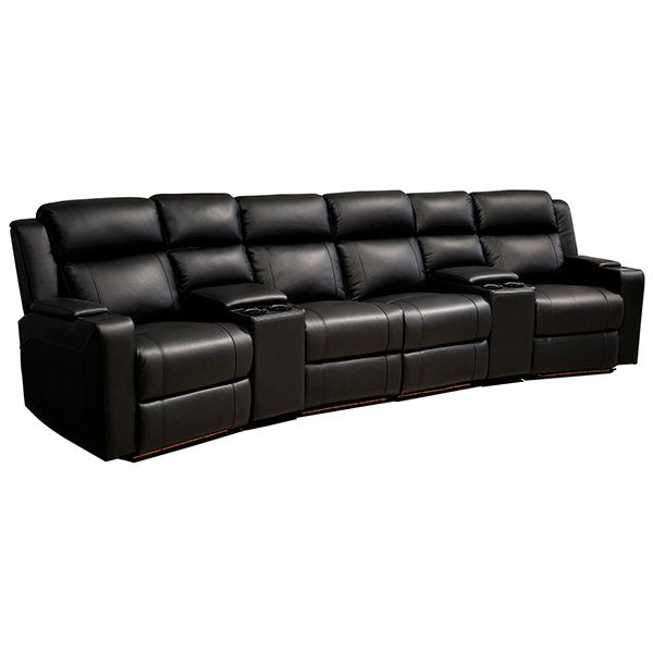 Melendez Upholstered Leather Electric Recliner 4 Seater Home Theatre Seating