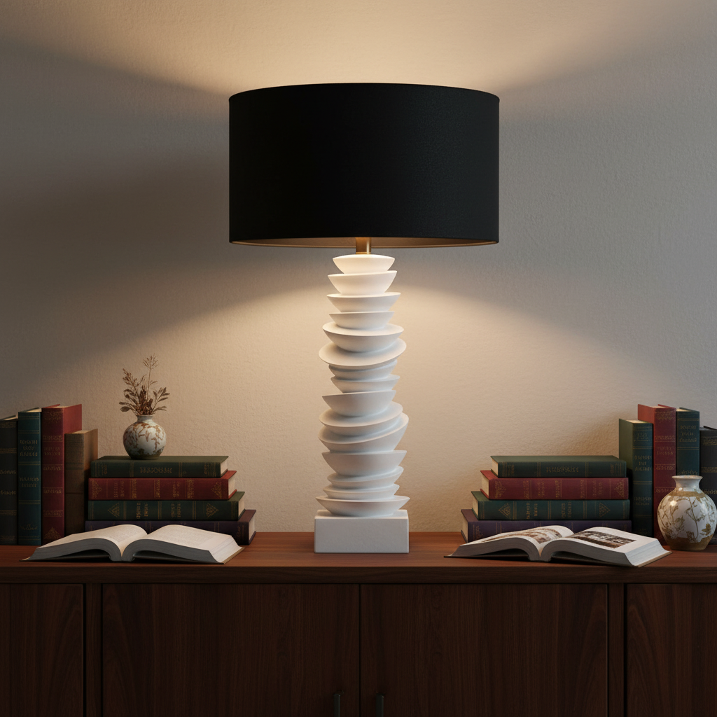 Mendoza Table Lamp - White  Black Shade