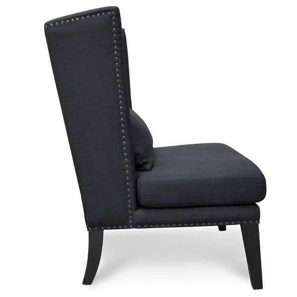 Mercer Lounge Fabric Wingback Chair in Black