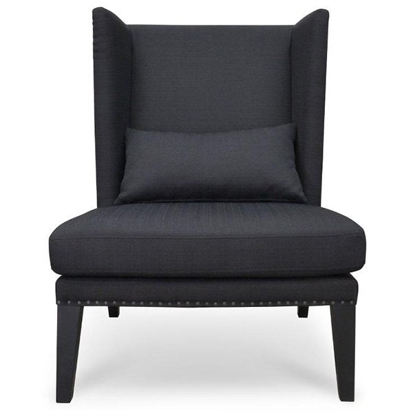 Mercer Lounge Fabric Wingback Chair in Black