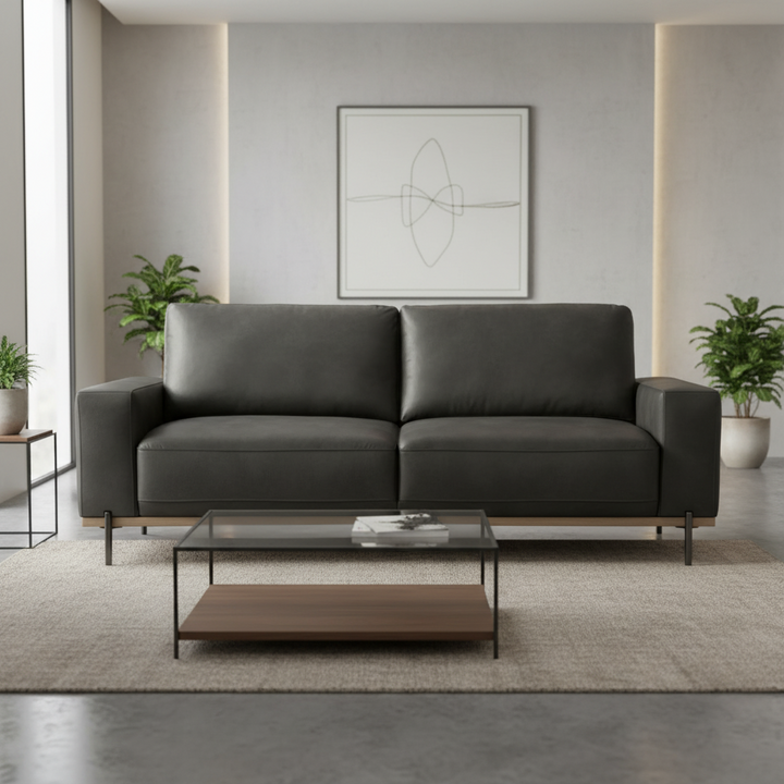 Merewether Eco Leather 3 Seater Sofa - Coal