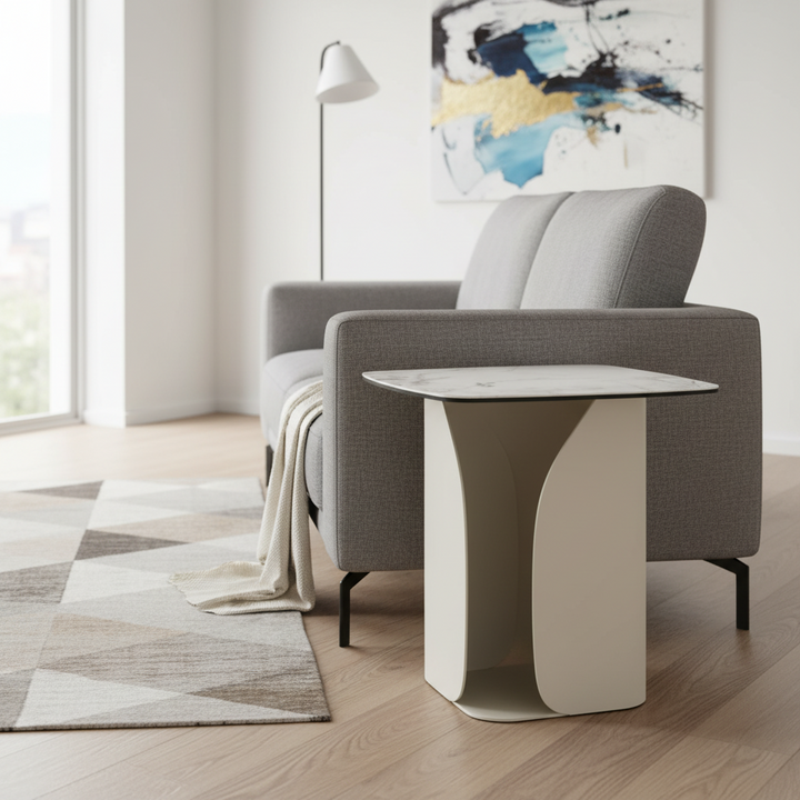 Milford Ceramic & Glass Side Table