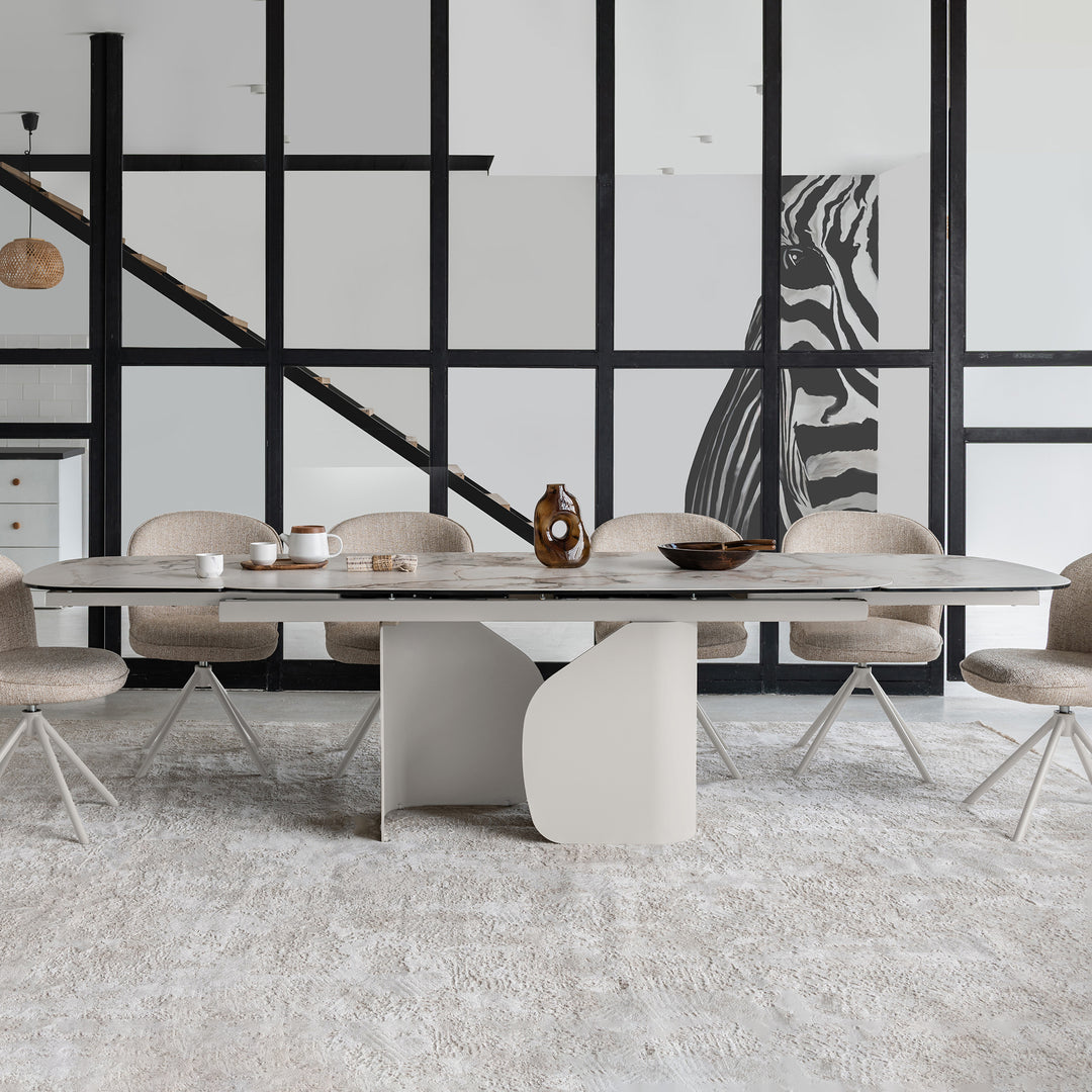 Milford Extendable Ceramic & Glass Dining Table