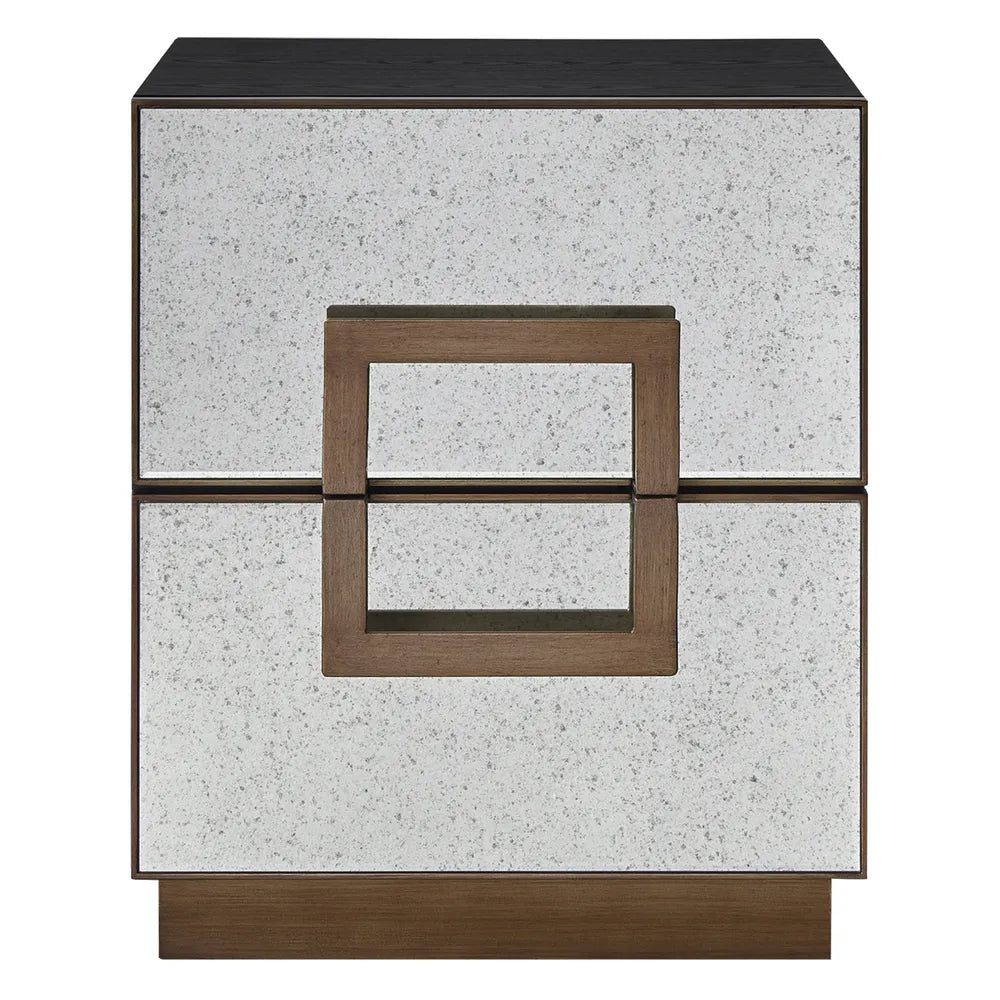 Mira Mirrored Bedside Table - Antique Bronze
