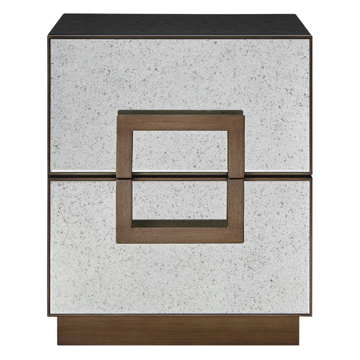 Mira Mirrored Bedside Table - Antique Bronze