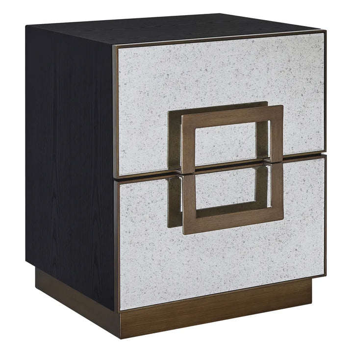 Mira Mirrored Bedside Table - Antique Bronze