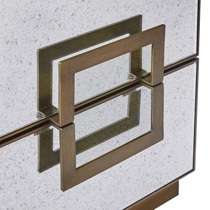 Mira Mirrored Bedside Table - Antique Bronze