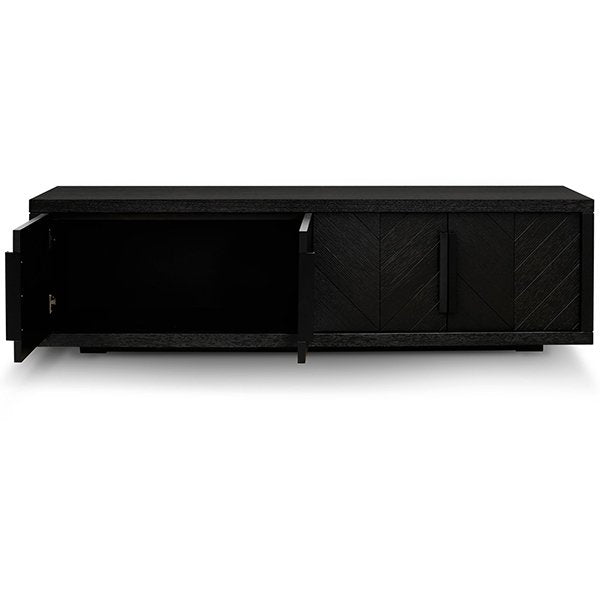 Miriam 180cm Oak TV Entertainment Unit - Textured Espresso Black