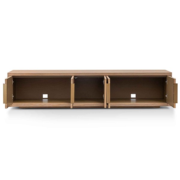 Miriam 2.23m Entertainment TV Unit - Dusty Oak with Gold Handle