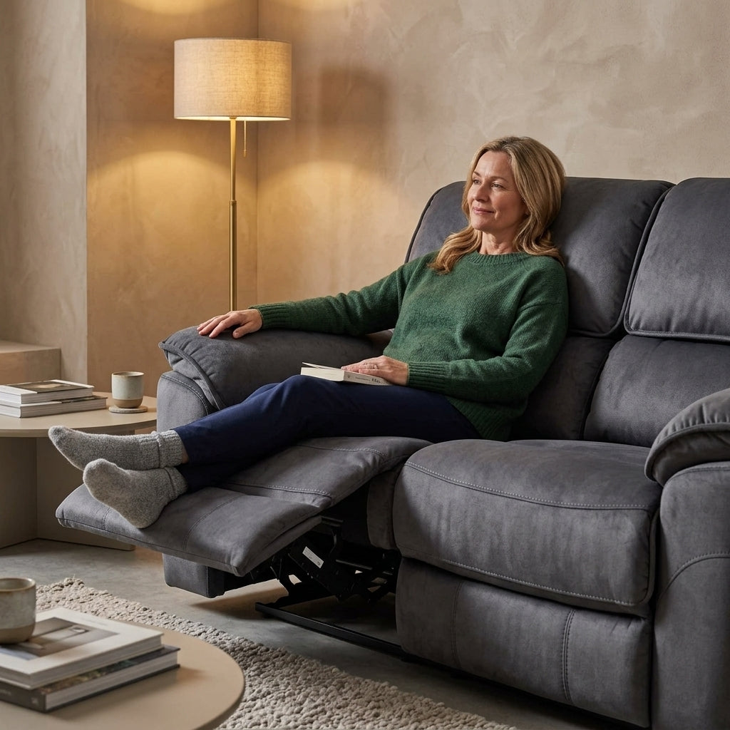 Mississippi 2 Seater Fabric Electric Recliner Sofa - Dark Grey
