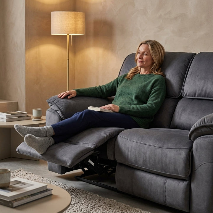 Mississippi 2 Seater Fabric Electric Recliner Sofa - Dark Grey