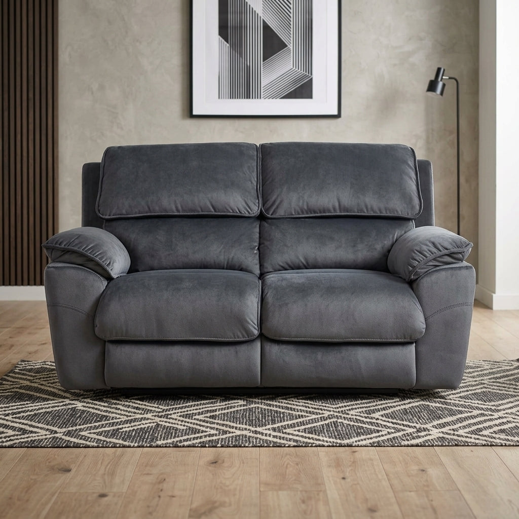 Mississippi 2 Seater Fabric Electric Recliner Sofa - Dark Grey