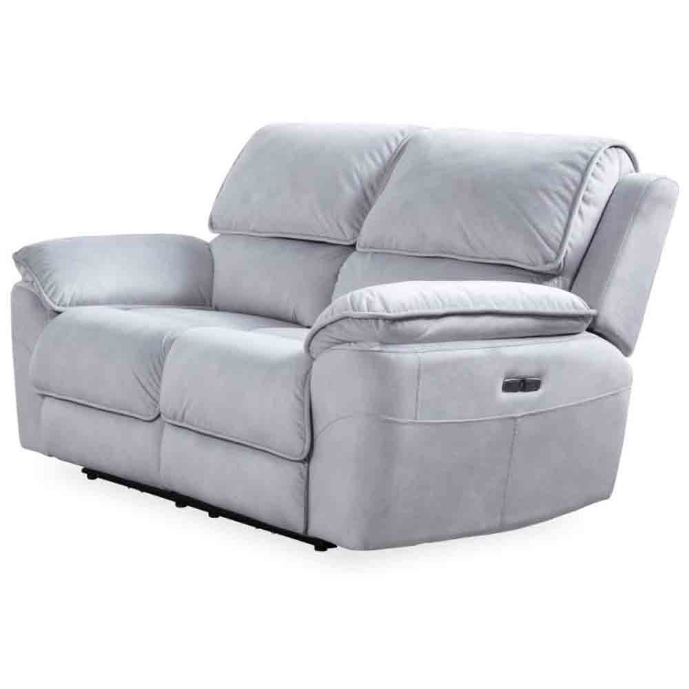 Mississippi 2 Seater Fabric Electric Recliner Sofa - Light Grey