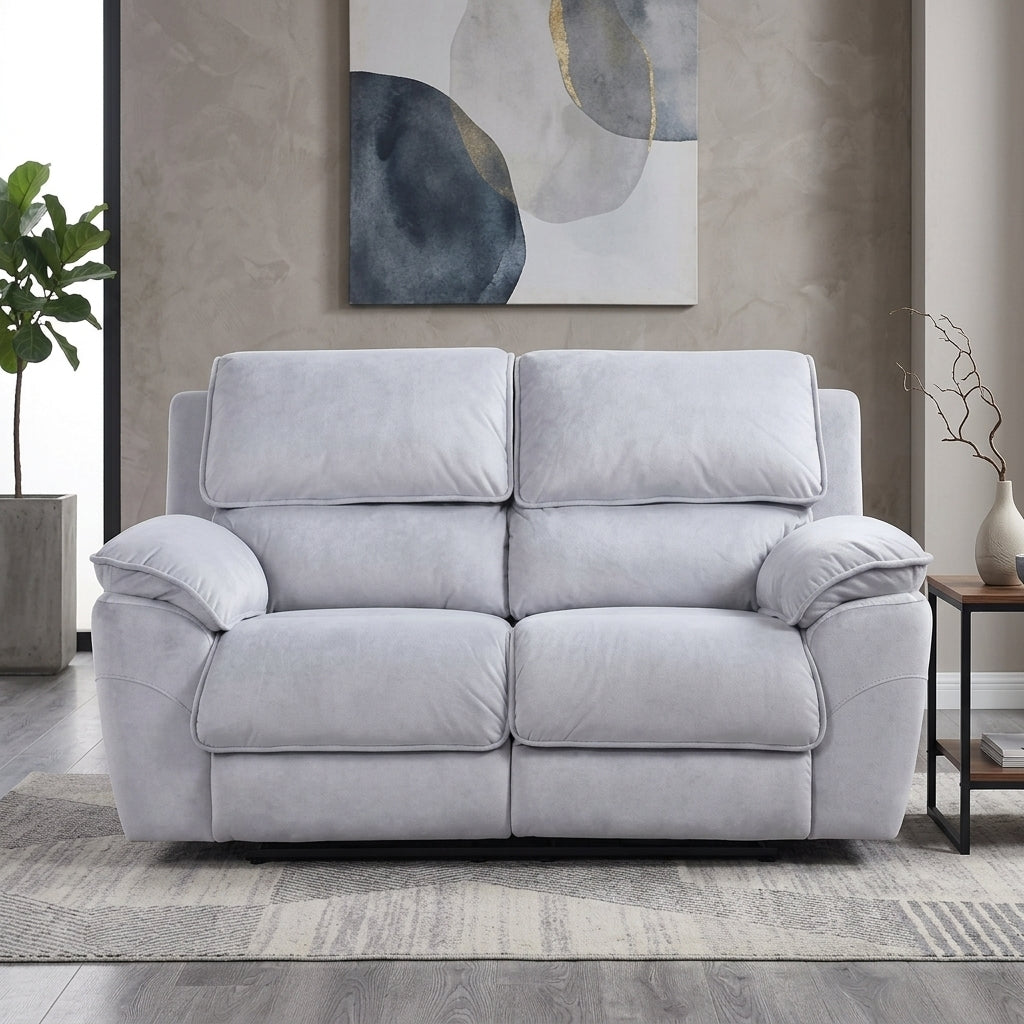 Mississippi 2 Seater Fabric Electric Recliner Sofa - Light Grey