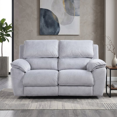 Mississippi 2 Seater Fabric Electric Recliner Sofa - Light Grey