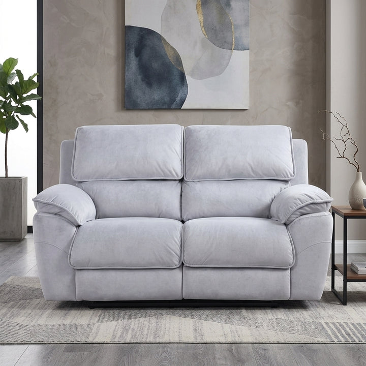 Mississippi 2 Seater Fabric Electric Recliner Sofa - Light Grey