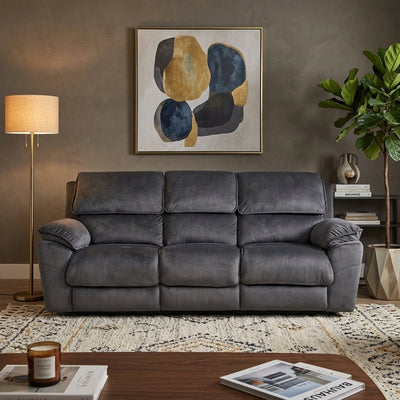 Mississippi 3 Seater Fabric Electric Recliner Sofa - Dark Grey