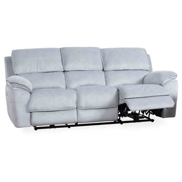 Mississippi 3 Seater Fabric Electric Recliner Sofa - Light Grey
