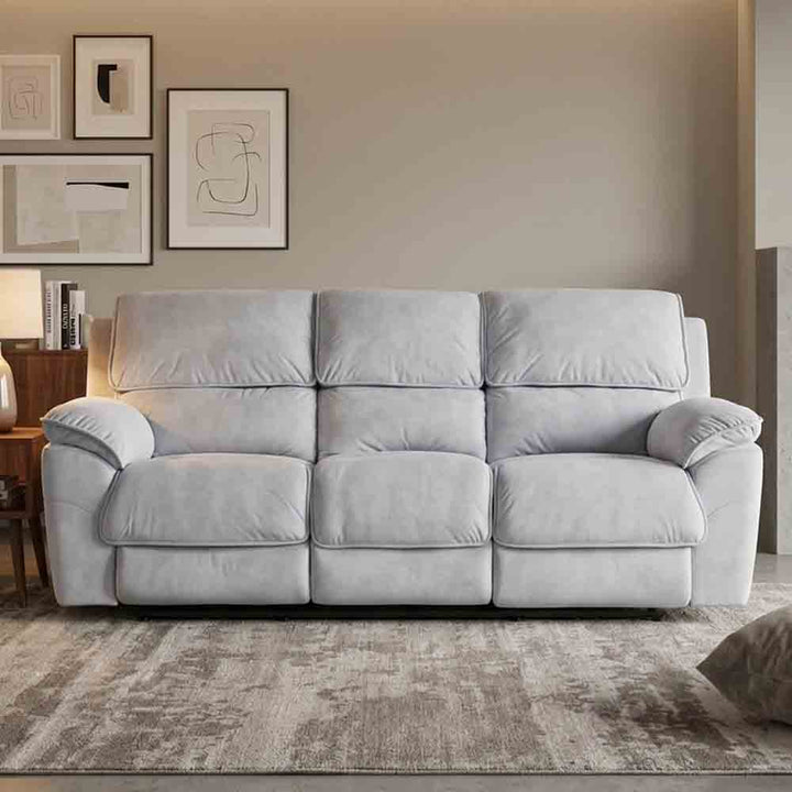 Mississippi 3 Seater Fabric Electric Recliner Sofa - Light Grey