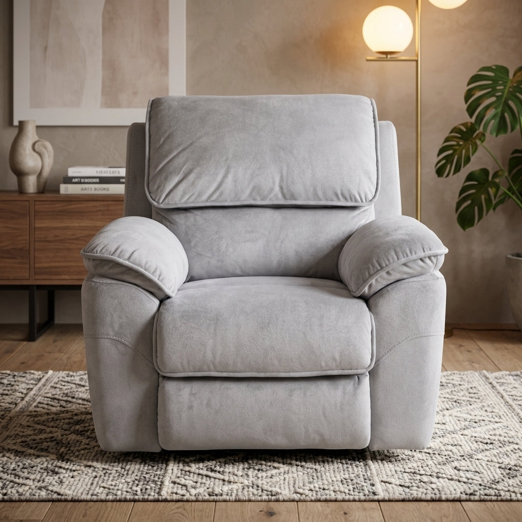 Mississippi Fabric Electric Recliner Armchair - Light Grey