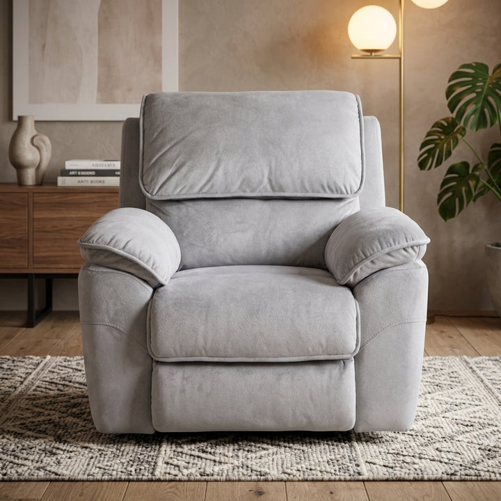 Mississippi Fabric Electric Recliner Armchair - Light Grey