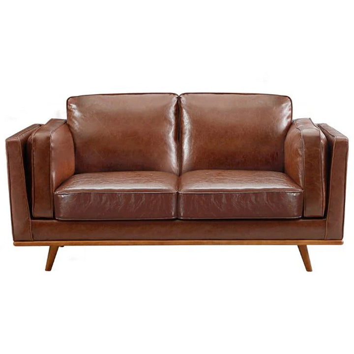 Modern Brooklyn 2 Seater Sofa - Brown Eco Leather