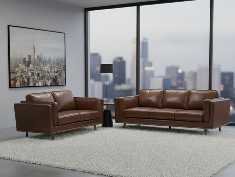 Brooklyn Eco Leather Sofa Set - Brown