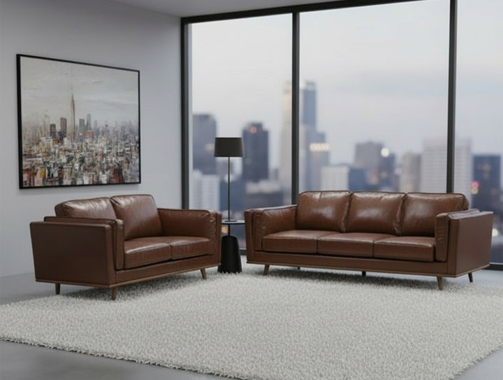 Brooklyn Eco Leather Sofa Set - Brown