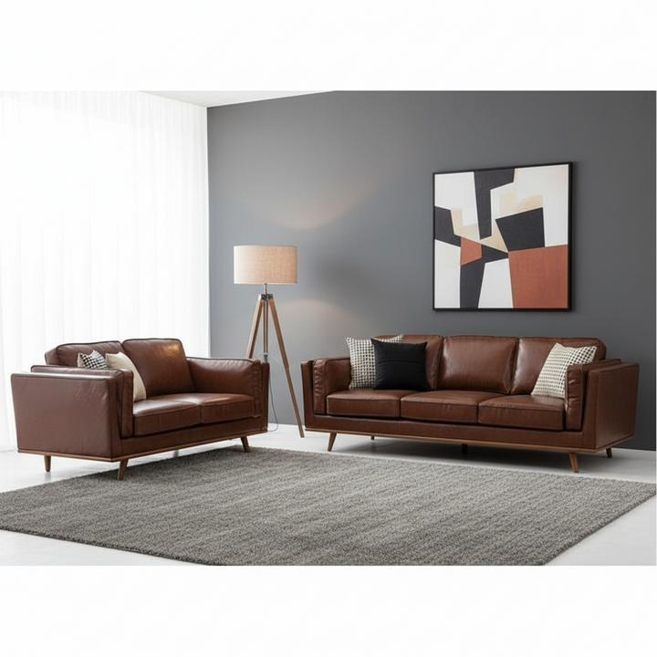 Brooklyn Eco Leather Sofa Set - Brown
