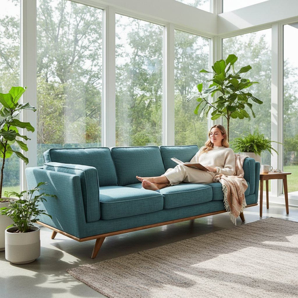 Modern Brooklyn 3 Seater Sofa - Teal