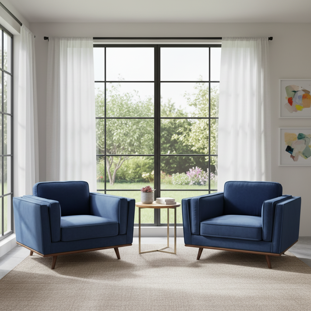 Modern Brooklyn Armchair - Dark Blue