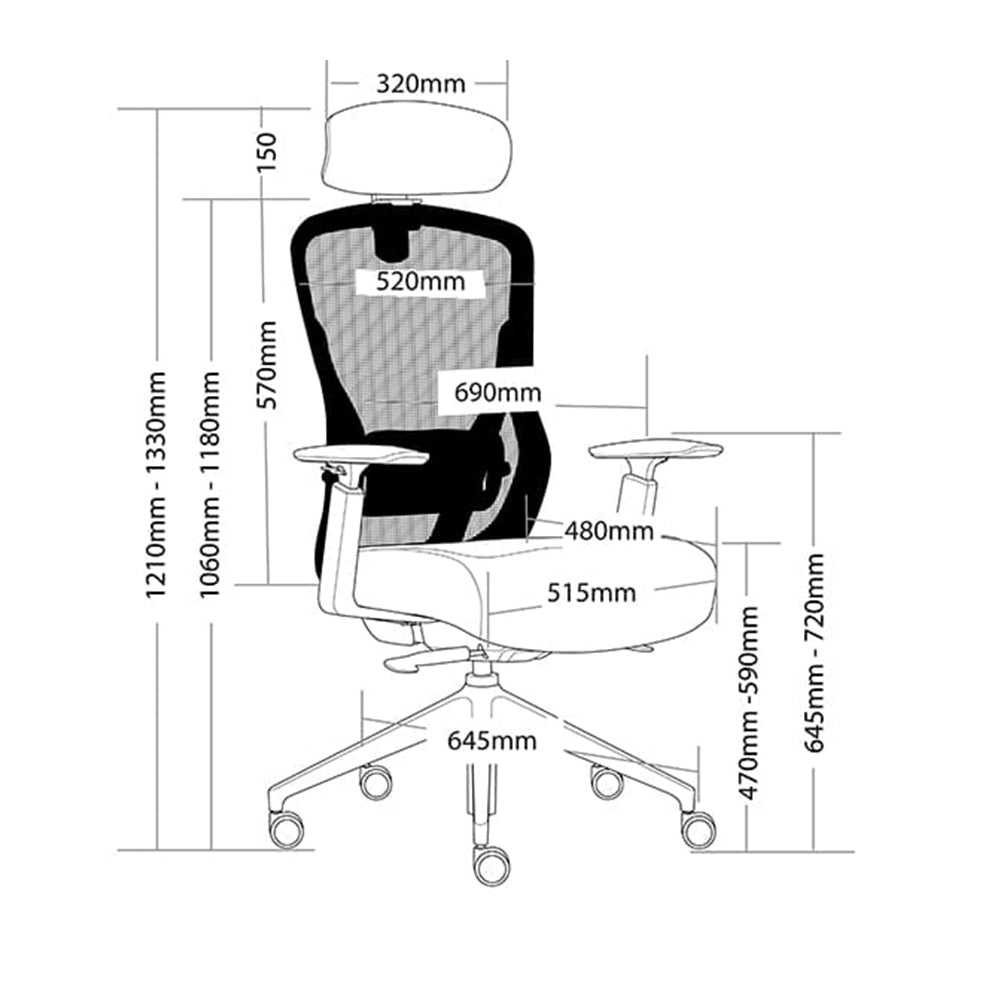 Mogendorf Mesh Back Ergonomic Executive Office Chair with Headrest