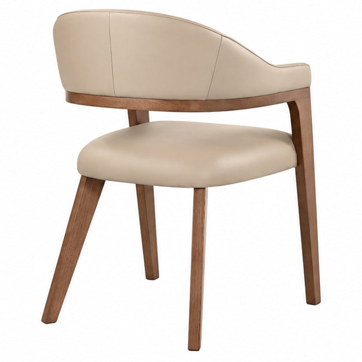 Monitola Eco Leather Dining Chairs - Beige + Walnut