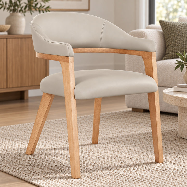 Monitola Fabric Dining Chairs - Beige + Natural