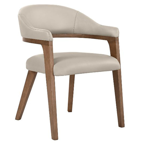 Monitola Fabric Dining Chairs - Beige + Walnut