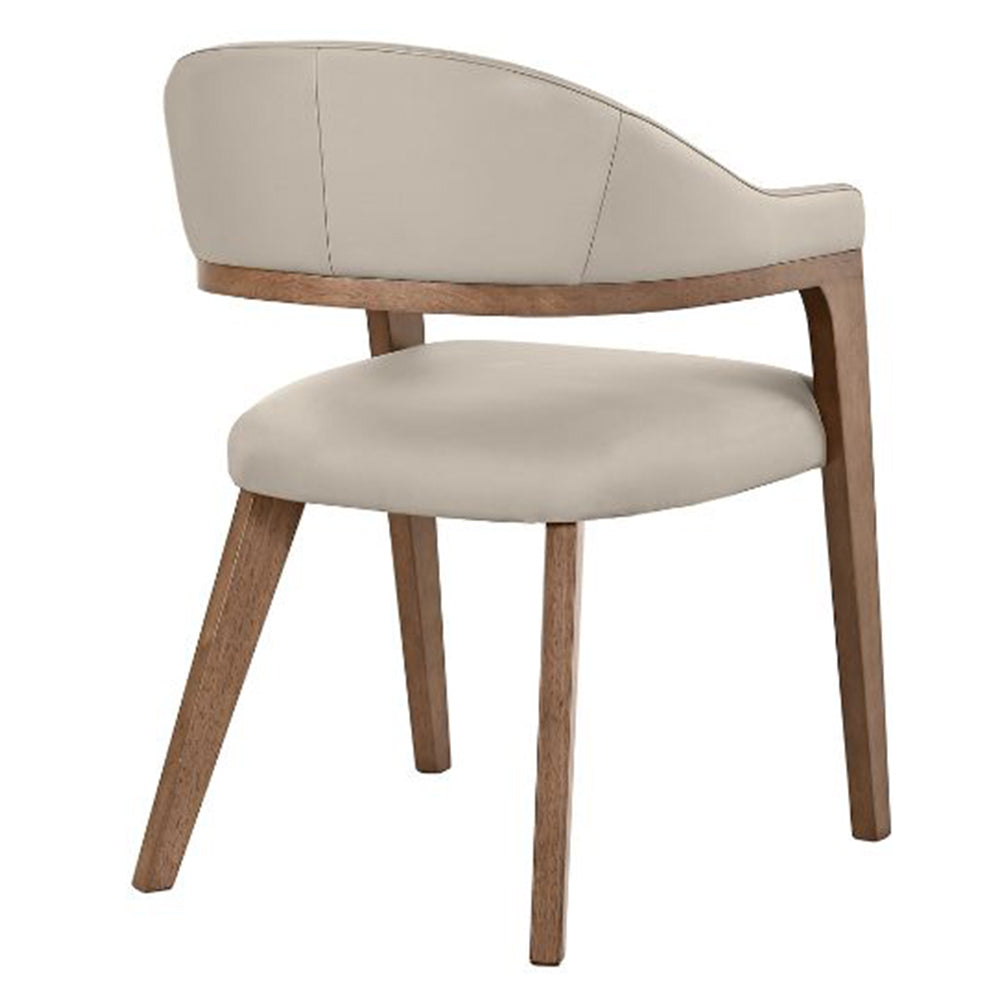 Monitola Fabric Dining Chairs - Beige + Walnut