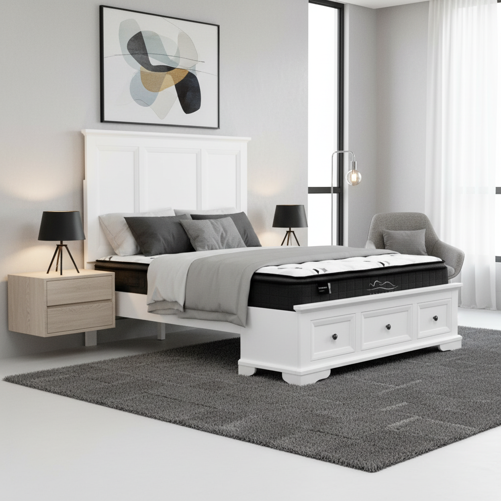 Montauk White Bed - Queen