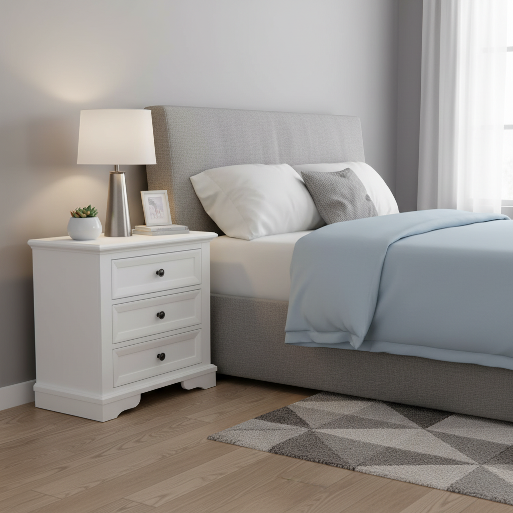 Montauk White Bedside Table