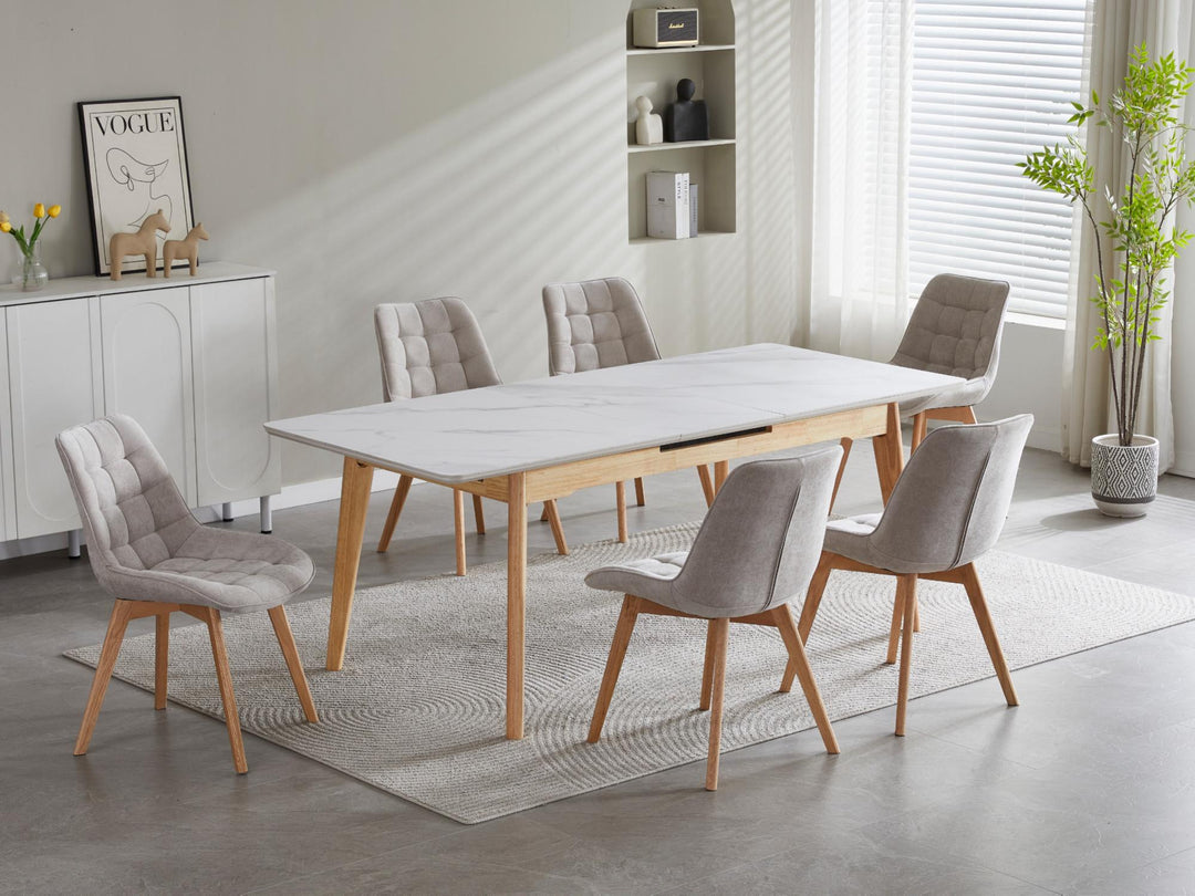 Moonbi Dining Chair - Beige + Natural - Set Of 2