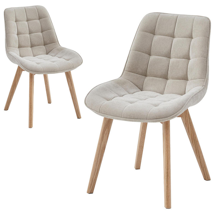 Moonbi Dining Chair - Beige + Natural - Set Of 2