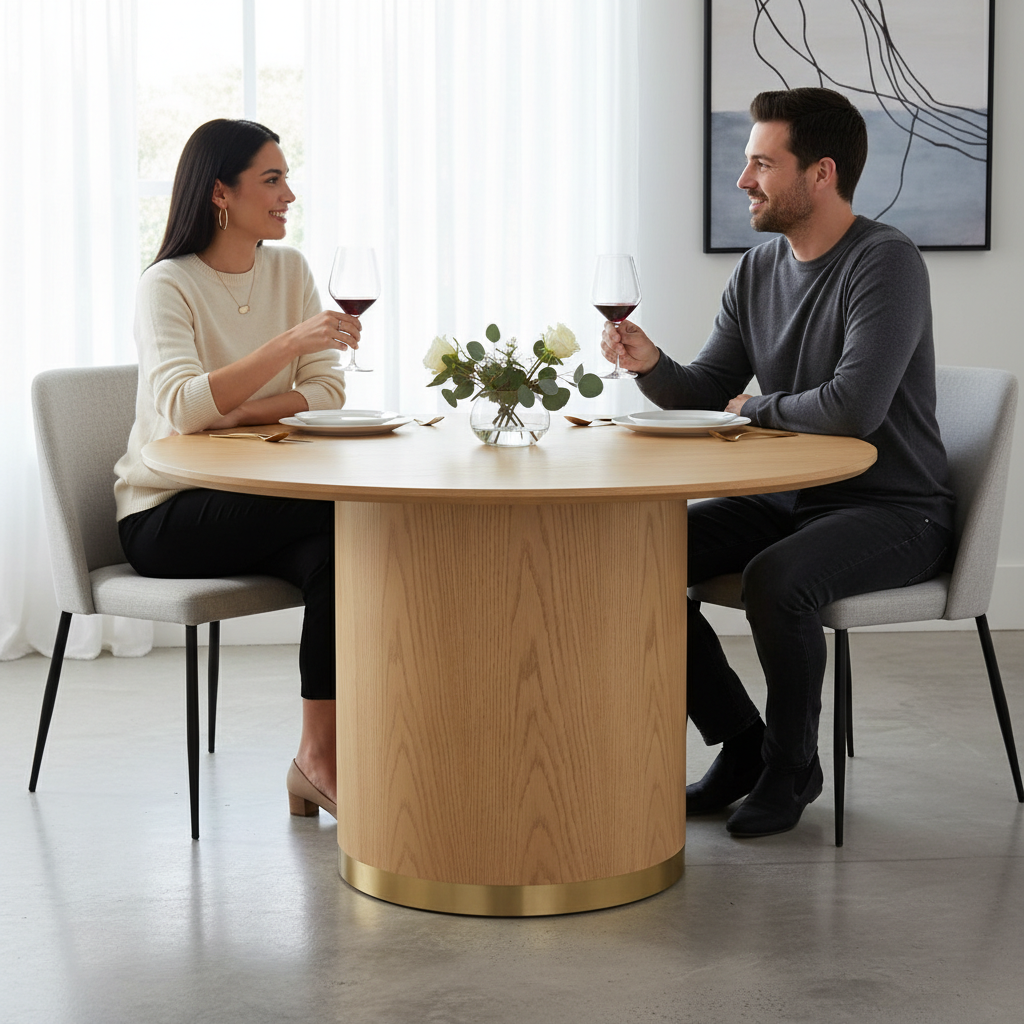 Nadine 120cm Round Dining Table - Oak
