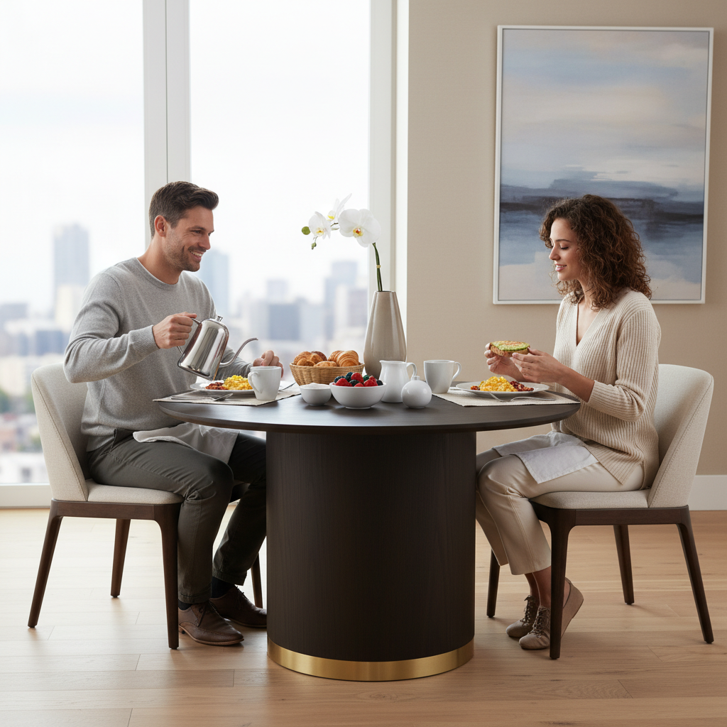 Nadine 120cm Round Dining Table - Smoked Oak