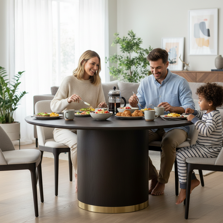Nadine 150cm Round Dining Table - Smoked Oak