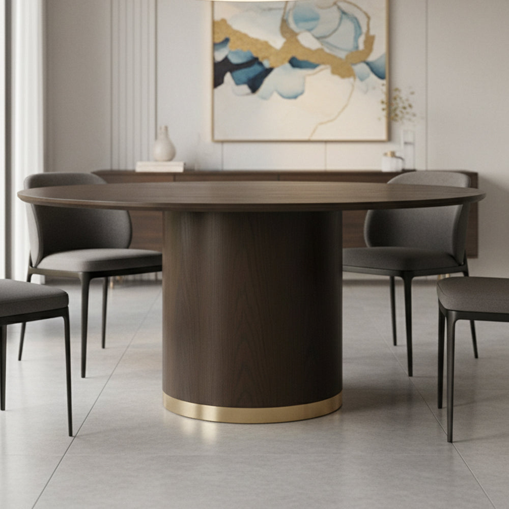 Nadine 150cm Round Dining Table - Smoked Oak