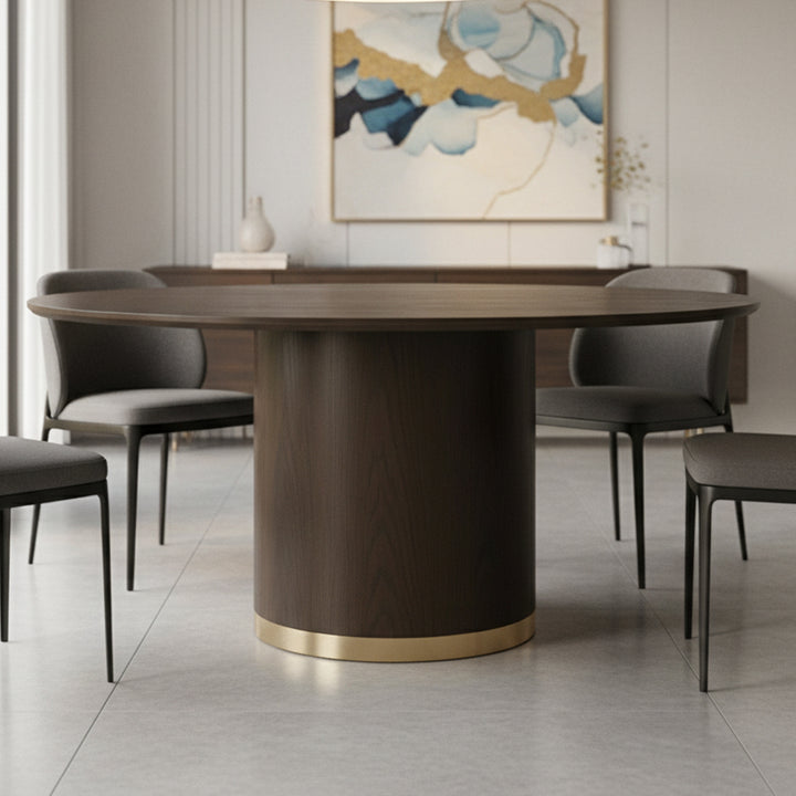 Nadine 150cm Round Dining Table - Smoked Oak