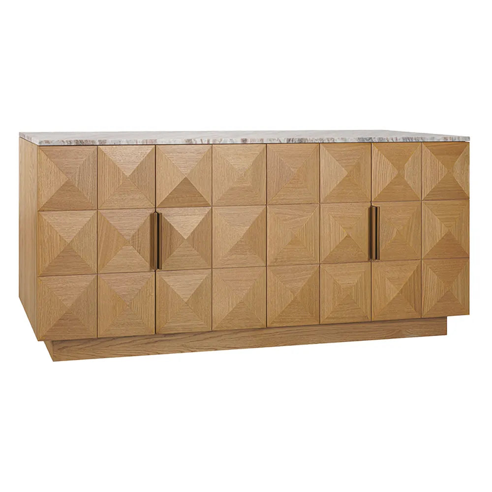 Nadine Designer Sideboard - Natural Oak + River Brown Marble