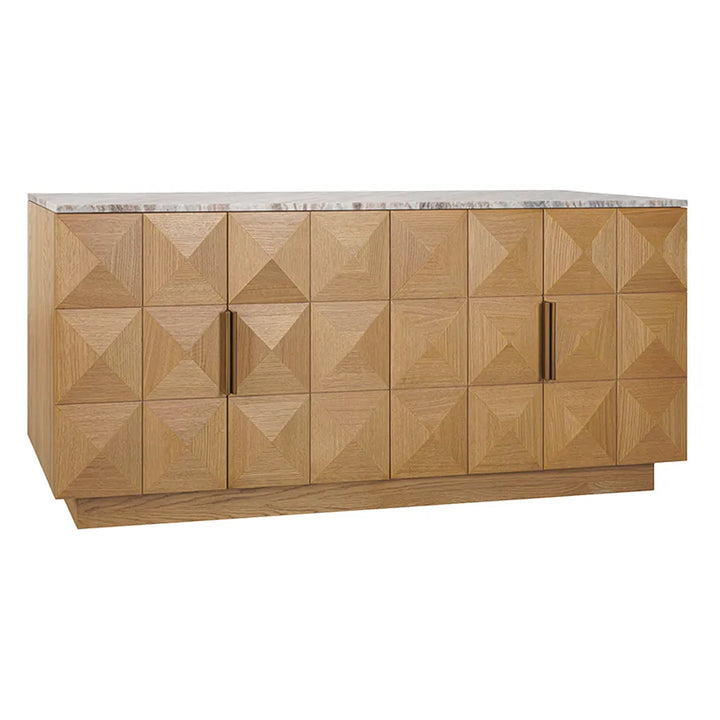 Nadine Designer Sideboard - Natural Oak + River Brown Marble